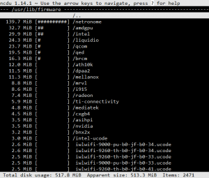 espacio usado en /usr/lib/firmware